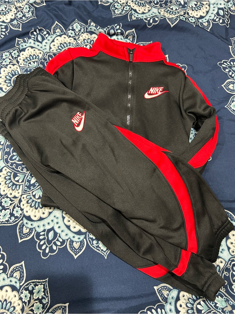 Nike Kids Black & Red Jogger Set - Athletic Sweatpants & Jacket